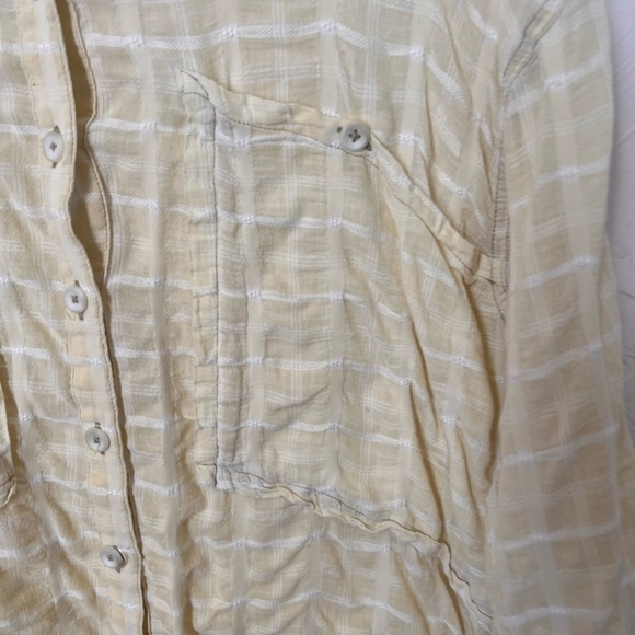 Free People Loveland plaid raw hem button down shirt size M - Picture 3 of 8